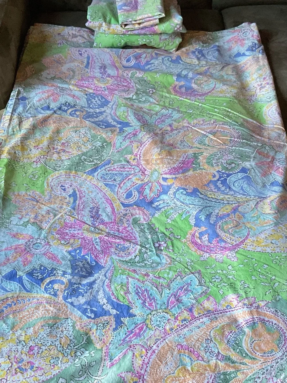 Vintage Ralph Lauren Flying Point KING 3pcs Sheet Set Paisley Multicolor